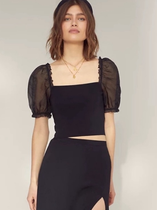 Wilfred Tops - Aritzia | Wilfred Sheer Puff Sleeve Top Size Small